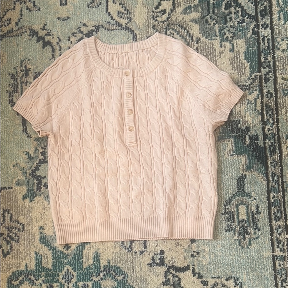 Women's Cream Cable Knit Top